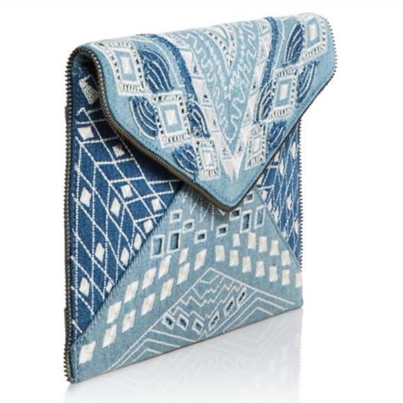 ⭐️SALE⭐️ NWT Rebecca Minkoff Light Denim Clutch - Picture 4 of 8